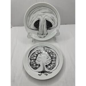 Set of 2 H&Co Heinrich & Co Selb Bavaria Porcelain Vegetable Plate Mushroom Pom